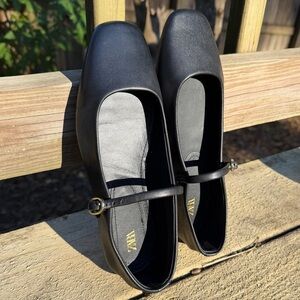 NEW Black Zara Leather Ballet Flats